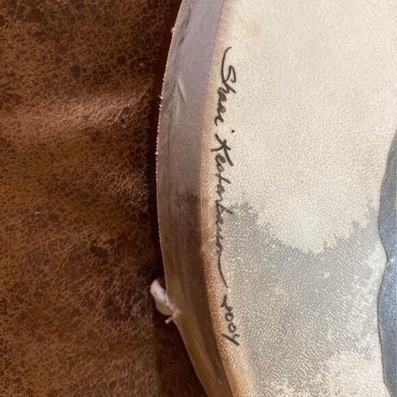 Artist Signed Stretched Animal Skin Drum Tree of Life Design With Drumstick - Picture 3 of 5
